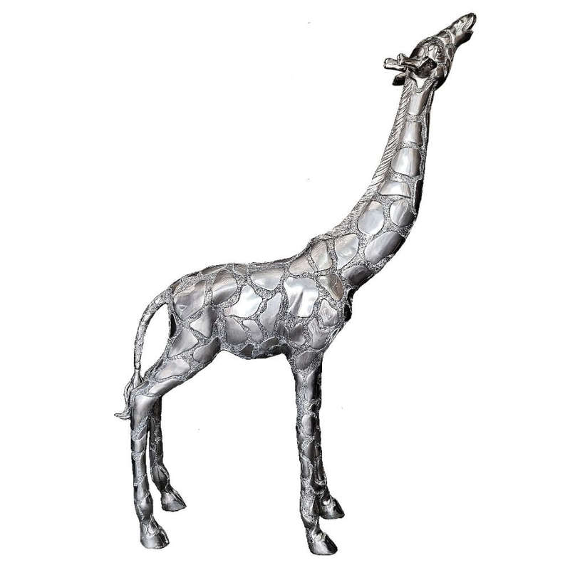 Giraffe Head Up (Large) - Full Silver Sculpture
