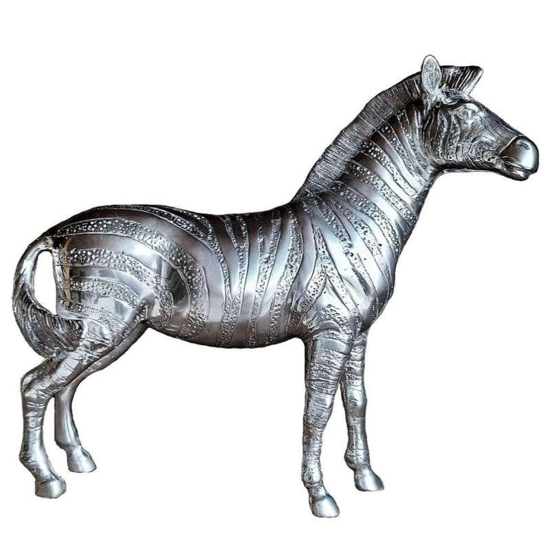 Zebra Male Sculpture - Full Silver Sculpture