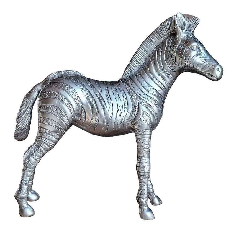 Zebra Baby  Full Silver Sculpture