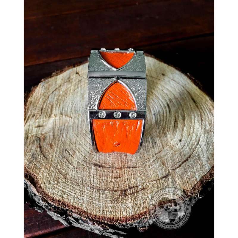Bangle - Ostrich Leather - Tangerine