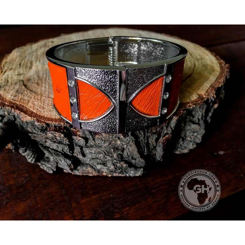 Bangle - Ostrich Leather - Tangerine