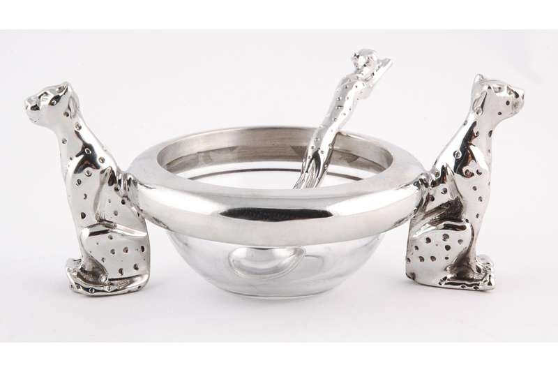 Dish 60mm Double & salt spoon Set  - Cheetah Africa Collection - Diana Carmichael