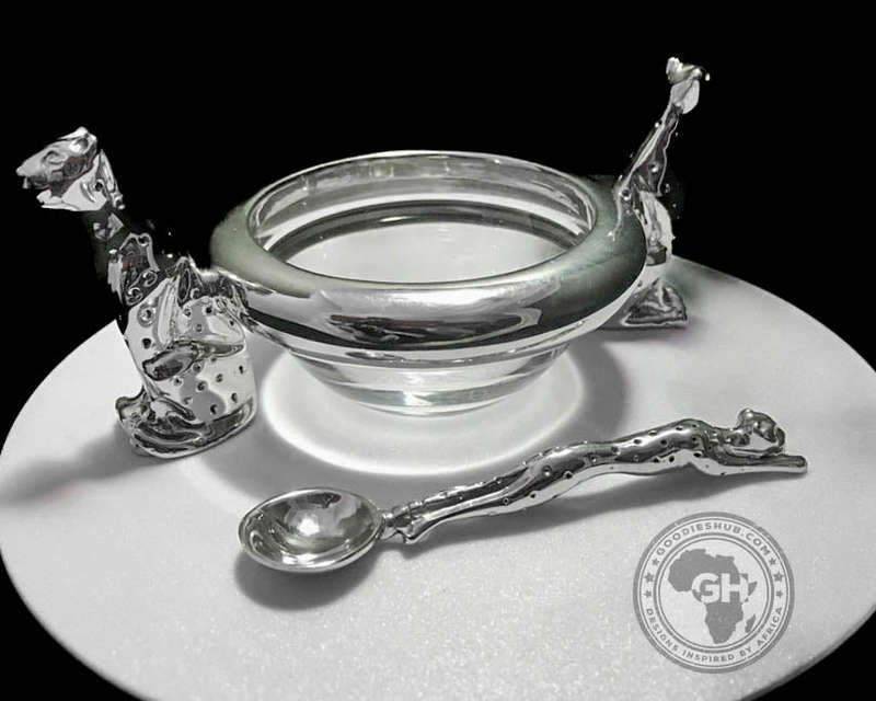 Dish 60mm Double & salt spoon Set  - Cheetah Africa Collection - Diana Carmichael