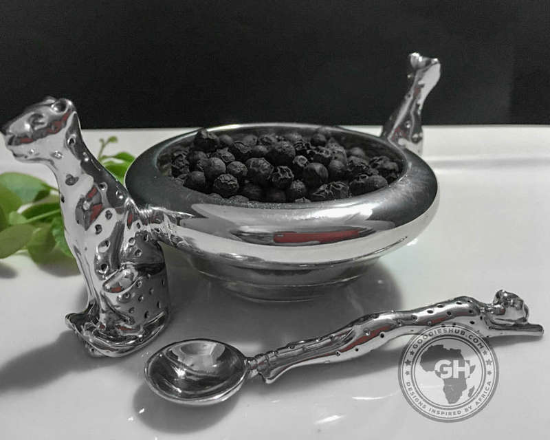 Dish 60mm Double & salt spoon Set  - Cheetah Africa Collection - Diana Carmichael