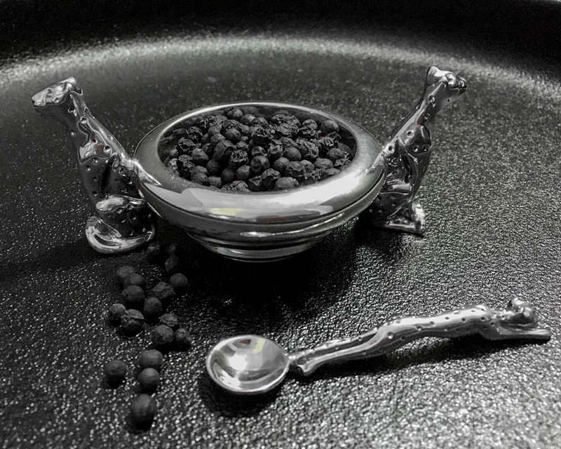 Dish 60mm Double & salt spoon Set  - Cheetah Africa Collection - Diana Carmichael