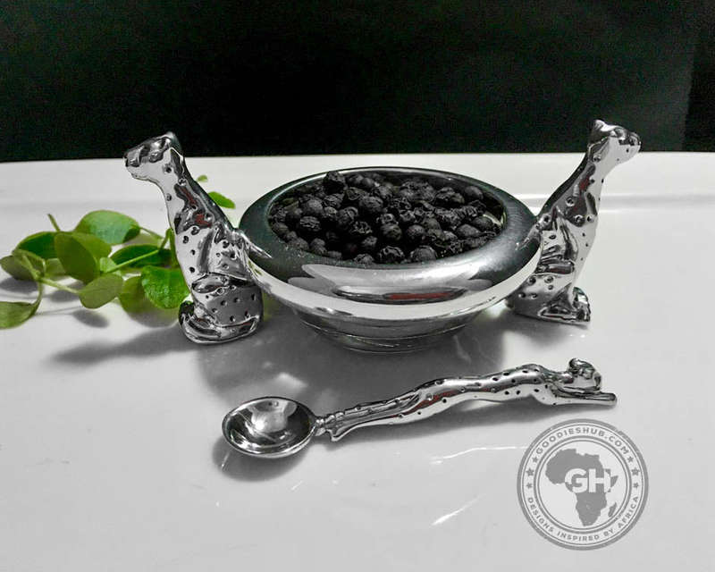 Dish 60mm Double & salt spoon Set  - Cheetah Africa Collection - Diana Carmichael