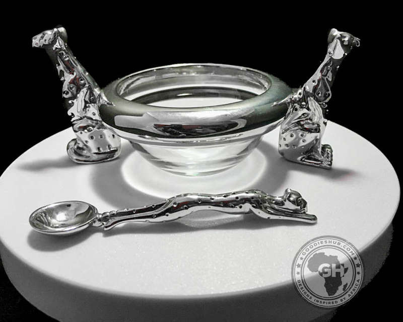 Dish 60mm Double & salt spoon Set  - Cheetah Africa Collection - Diana Carmichael