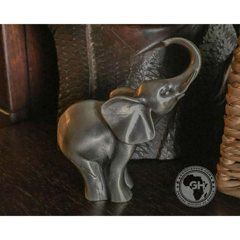 Elephant Trunk Up Pewter Sculpture