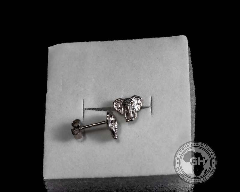 Earrings Silver - Africa Elephant Head and Diamond Eyes