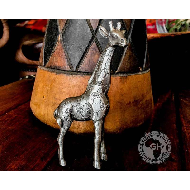 Giraffe Standing Pewter Sculpture