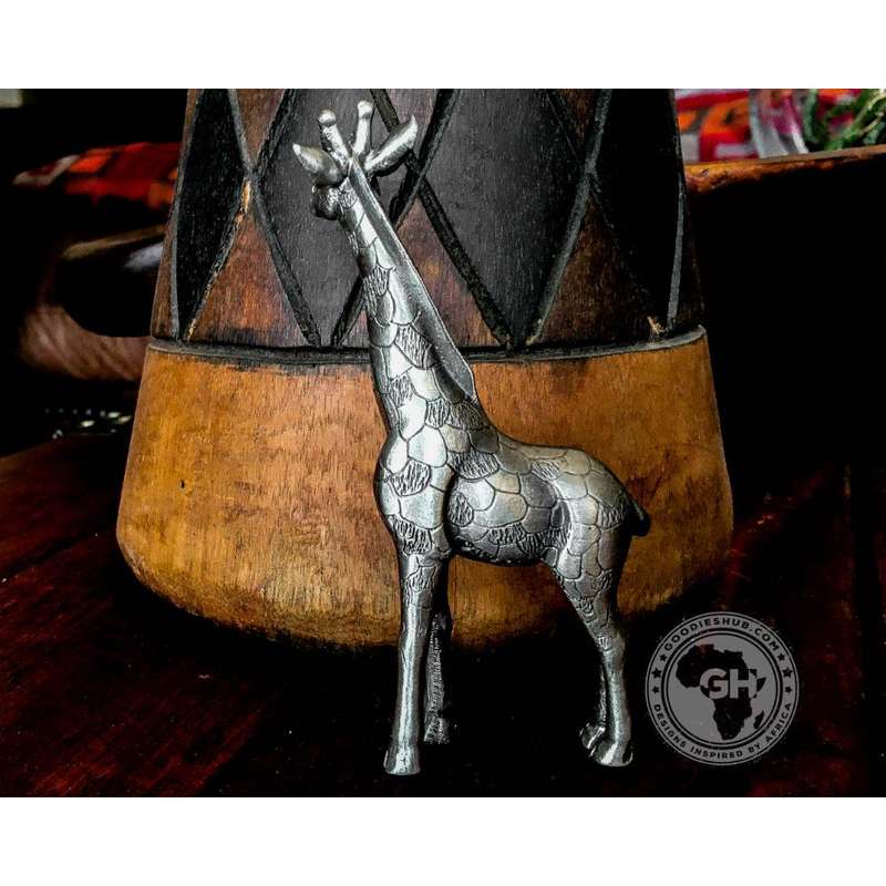 Giraffe Standing Pewter Sculpture