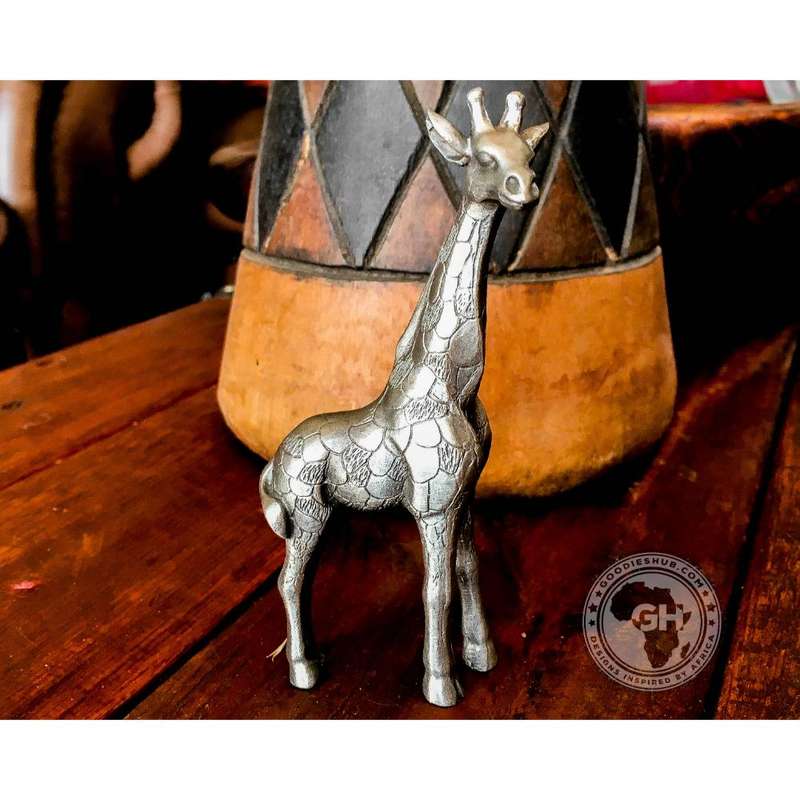 Giraffe Standing Pewter Sculpture