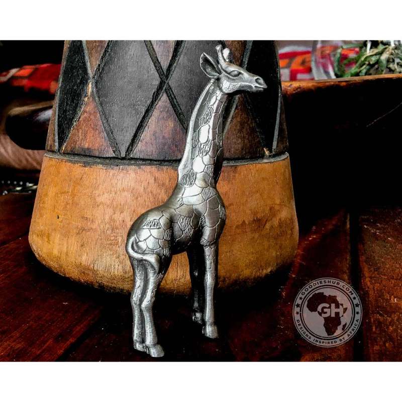 Giraffe Standing Pewter Sculpture
