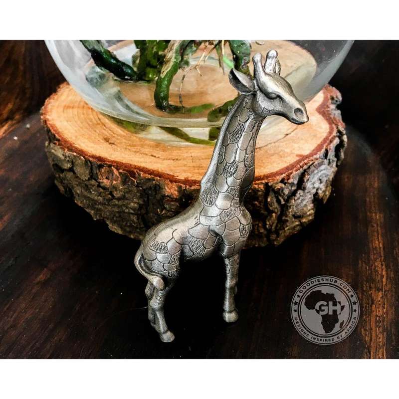 Giraffe Standing Pewter Sculpture