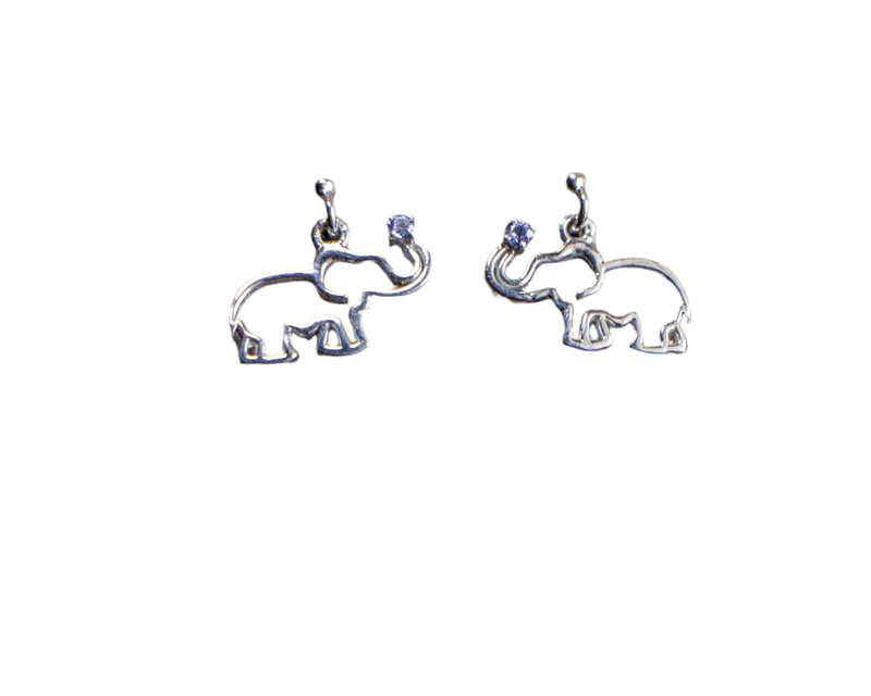 Earrings Silver - Africa Elephant and Tanzanite on Trunk