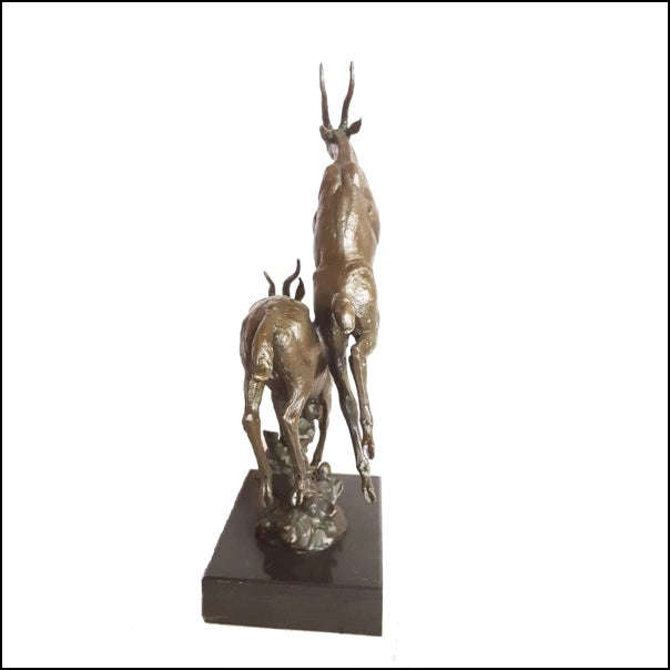 Lechwe Buck Jumping Bronze Sculpture
