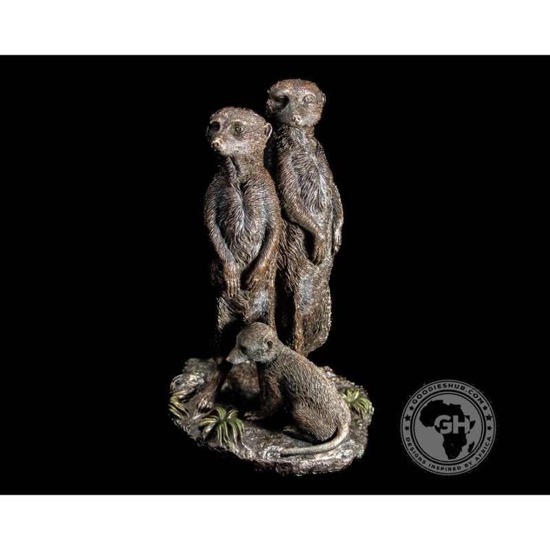 Meerkat Family Bronzed Sculpture