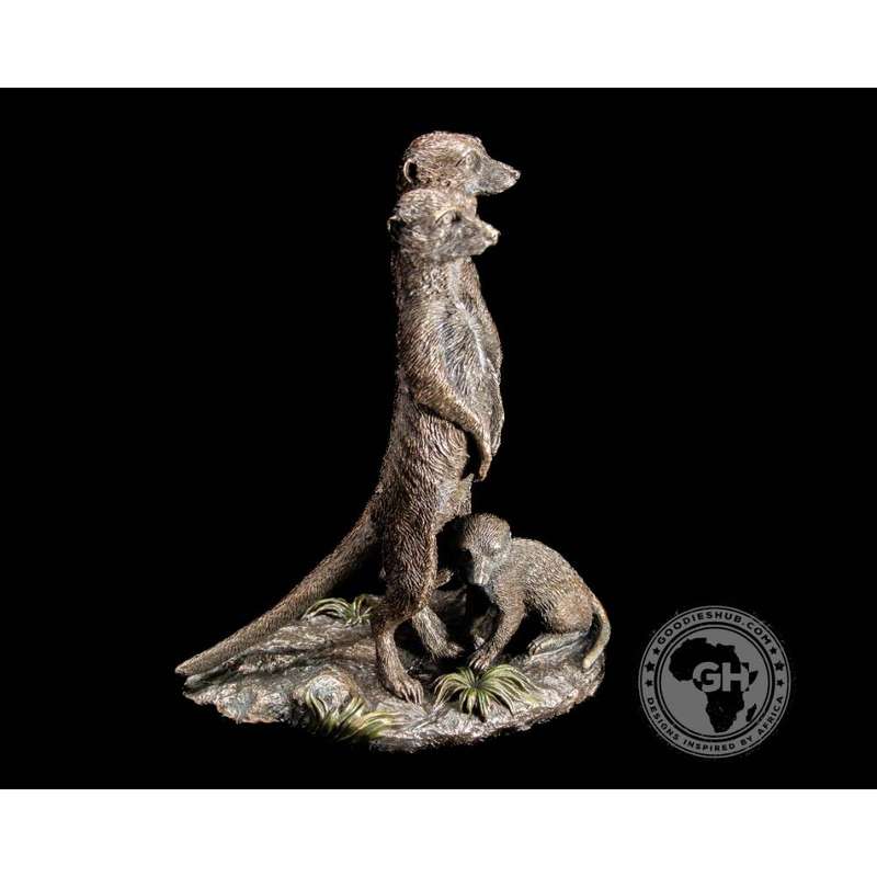 Meerkat Family Bronzed Sculpture