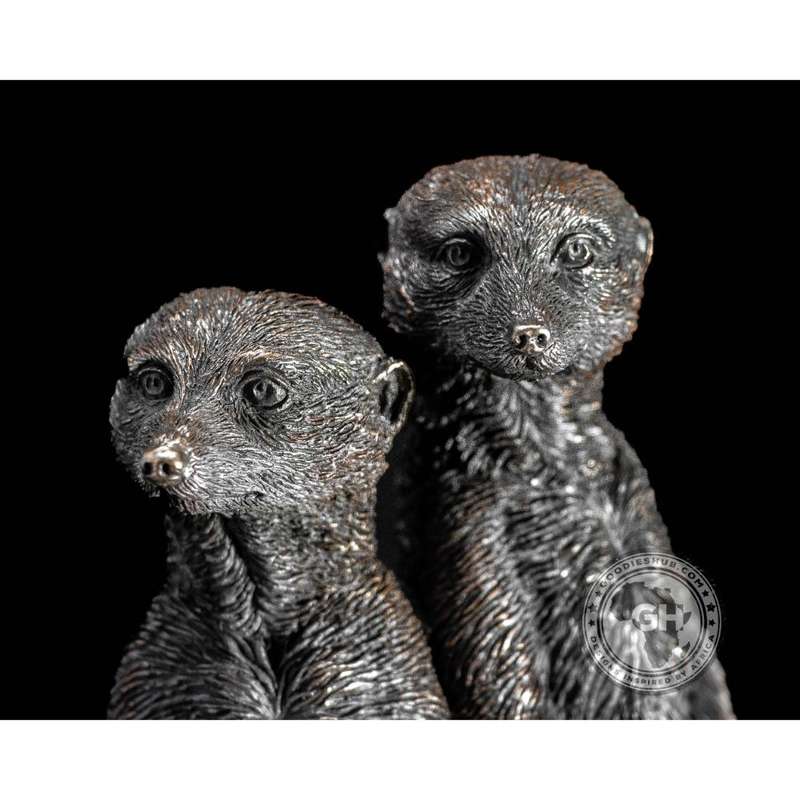 Meerkat Family Bronzed Sculpture