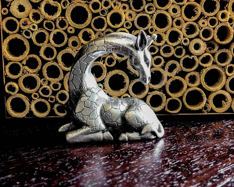Giraffe Sitting Pewter Sculpture