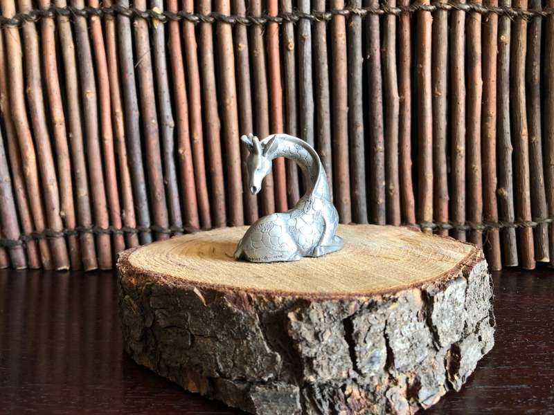 Giraffe Sitting Pewter Sculpture