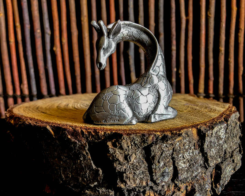 Giraffe Sitting Pewter Sculpture