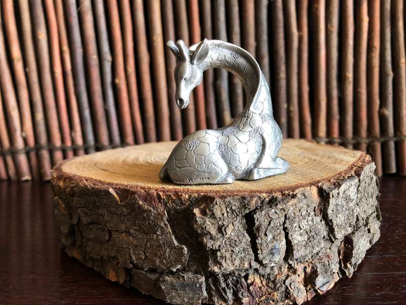 Giraffe Sitting Pewter Sculpture