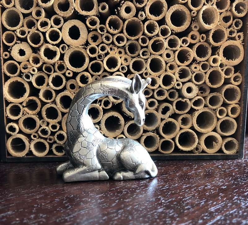 Giraffe Sitting Pewter Sculpture
