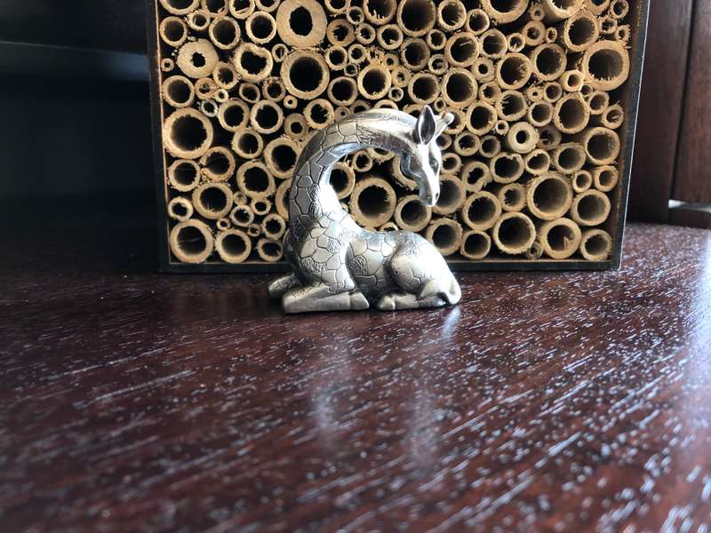 Giraffe Sitting Pewter Sculpture