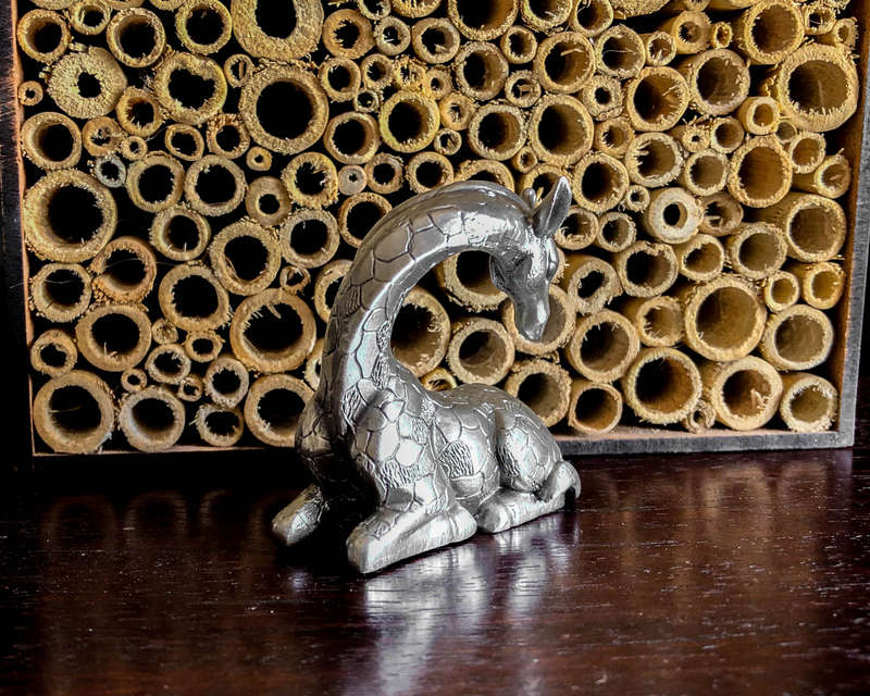 Giraffe Sitting Pewter Sculpture