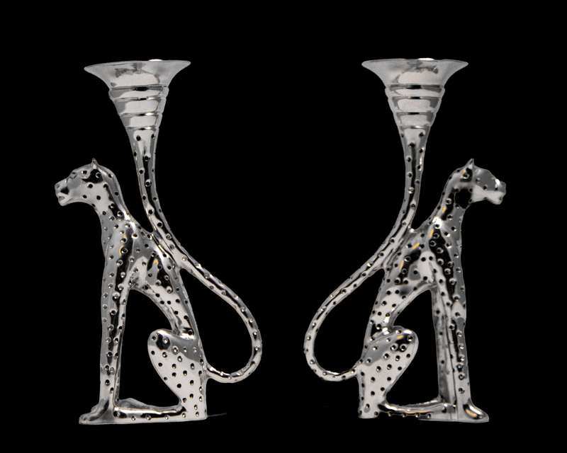 Candlestick Medium (Pair) - Cheetah Africa Collection - Diana Carmichael