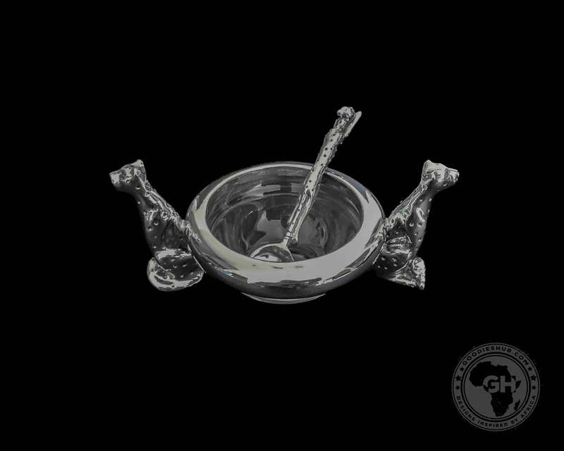 Dish 60mm Double & salt spoon Set  - Cheetah Africa Collection - Diana Carmichael