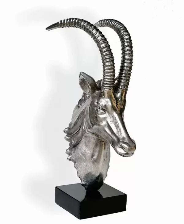 Sable Head sculpture on marble base