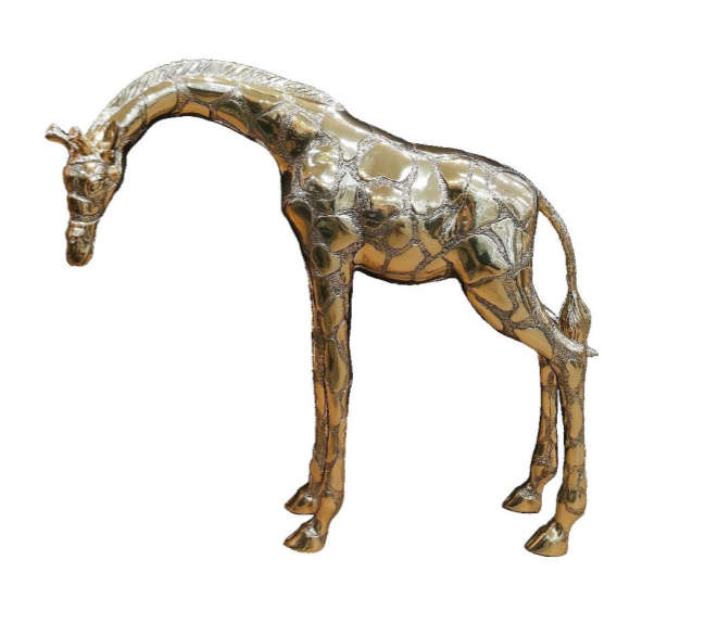 Giraffe Head Down (Large) - Golden Sculpture