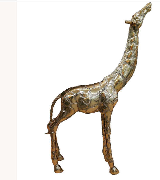 Giraffe Head Up (Large) - Golden Sculpture