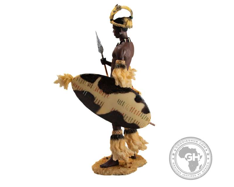 Shaka Zulu King African Figurine Bronze Hand Painted Sculpture