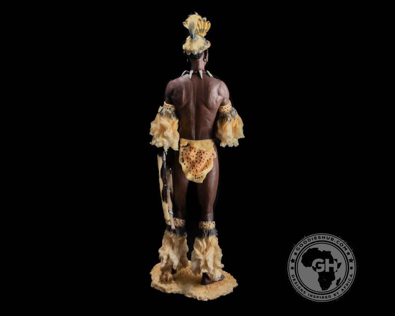 Shaka Zulu King African Figurine Bronze Hand Painted Sculpture