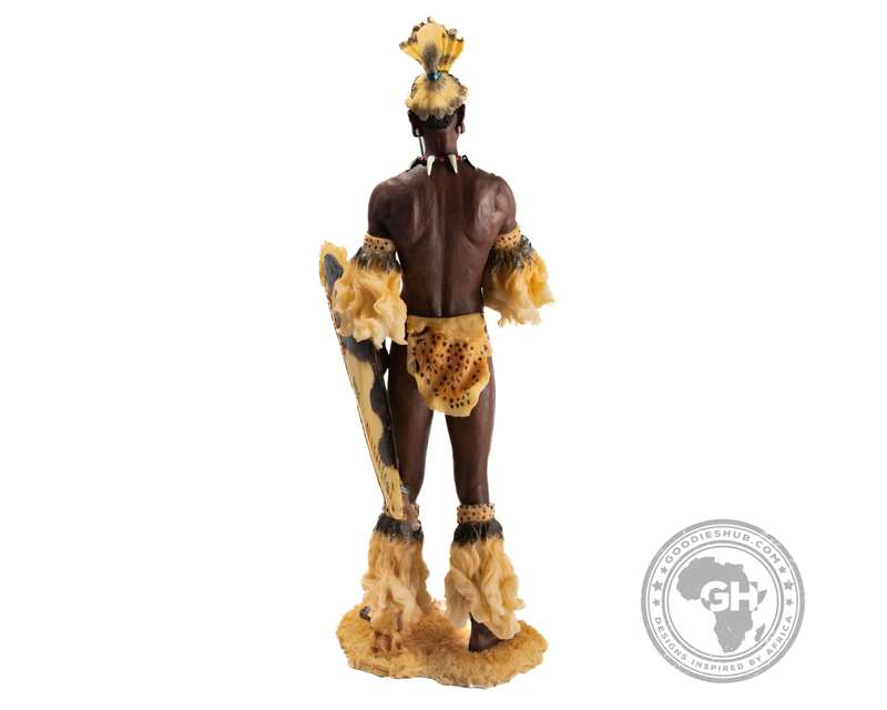 Shaka Zulu King African Figurine Bronze Hand Painted Sculpture