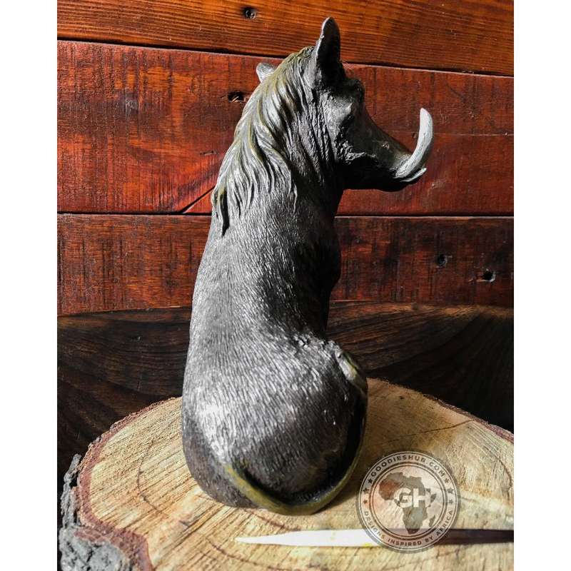 Warthog Sitting Bronzed Sculpture