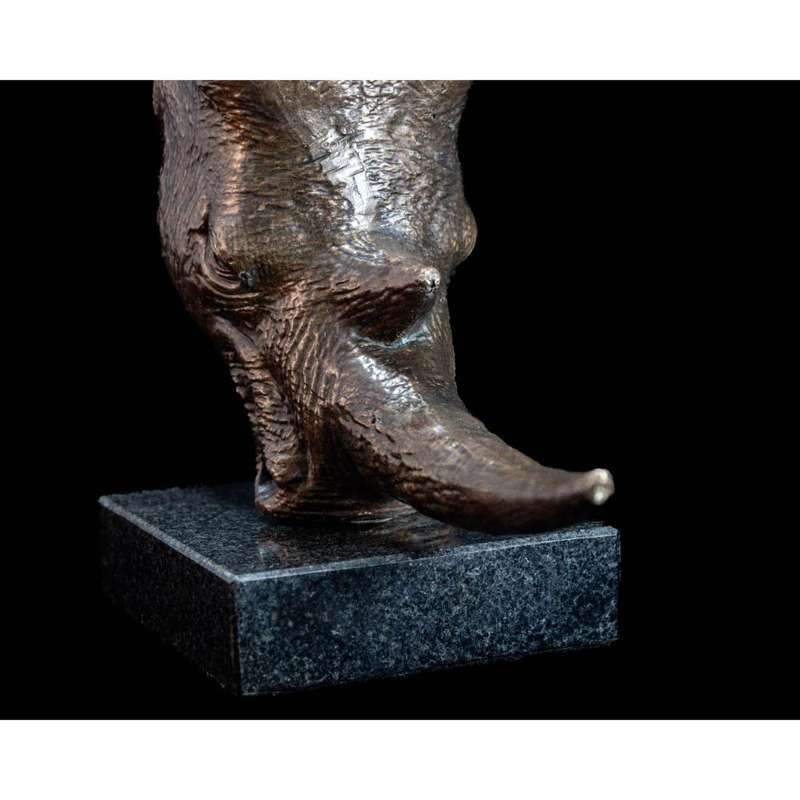 White Rhino Head on Marble Base Bronze Sculpture