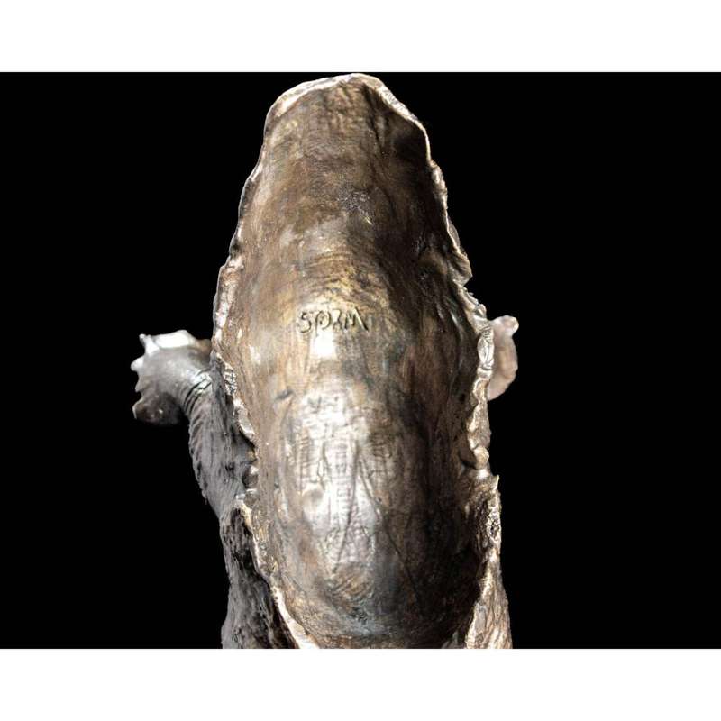 White Rhino Head on Marble Base Bronze Sculpture