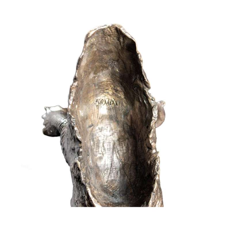White Rhino Head on Marble Base Bronze Sculpture