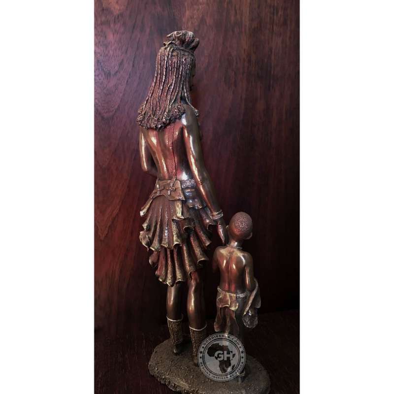 Himba Mother African Figurine Bronze Sculpture