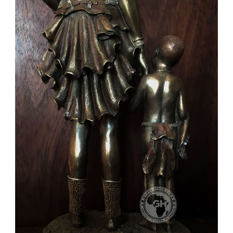 Himba Mother African Figurine Bronze Sculpture
