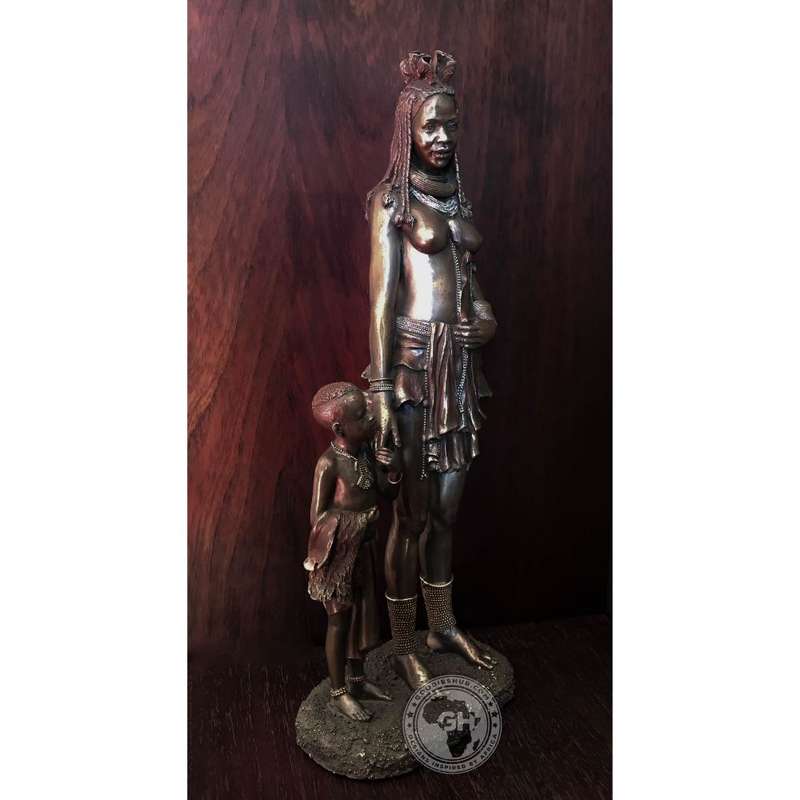 Himba Mother African Figurine Bronze Sculpture