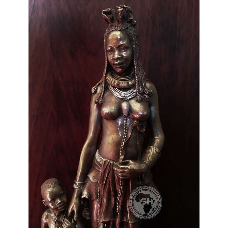 Himba Mother African Figurine Bronze Sculpture