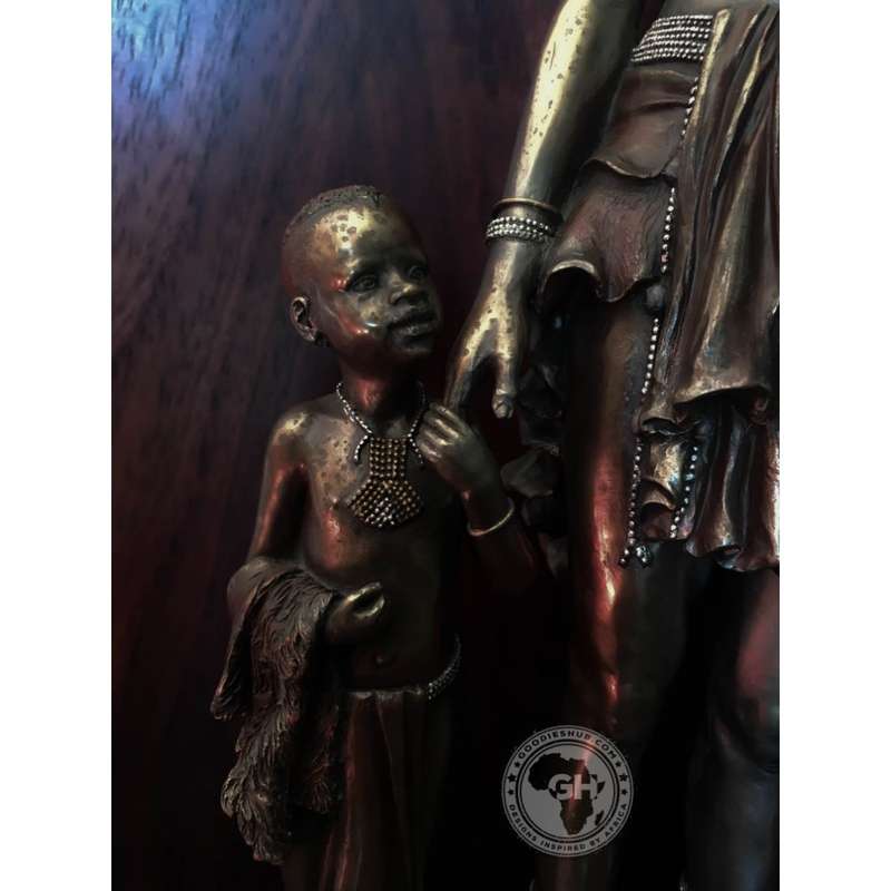 Himba Mother African Figurine Bronze Sculpture