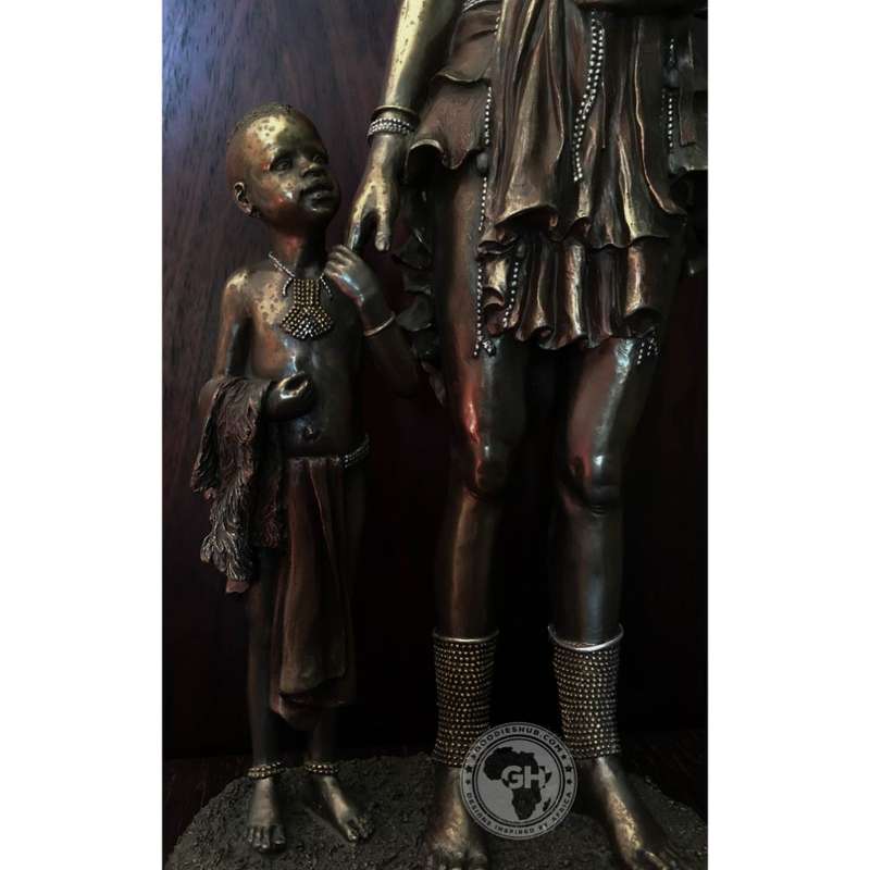 Himba Mother African Figurine Bronze Sculpture
