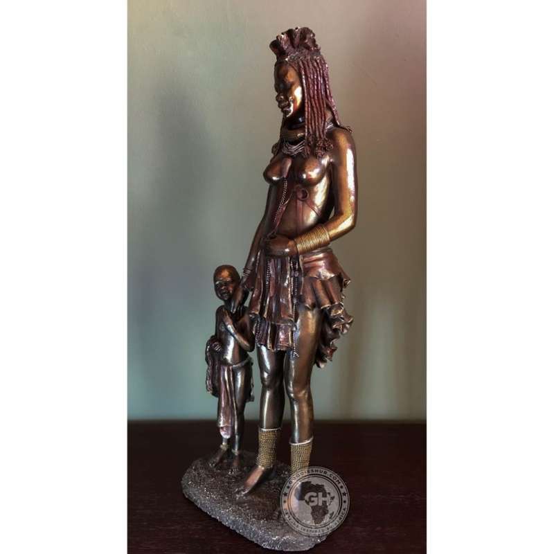 Himba Mother African Figurine Bronze Sculpture