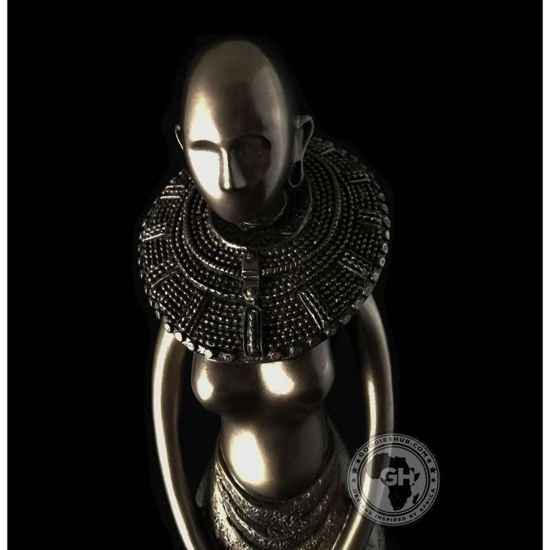 Woman Standing African Abstract Figurine Bronze Sculpture